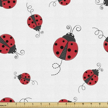 Polycotton Fabric Mini Packed Lots Of Ladybirds Lady Bugs 
